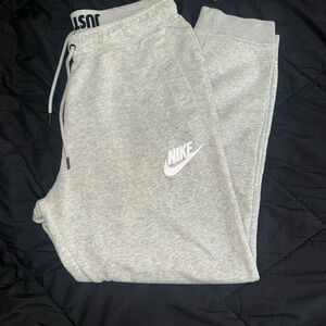 Nike Light Gray Fleece Joggers with White Logo